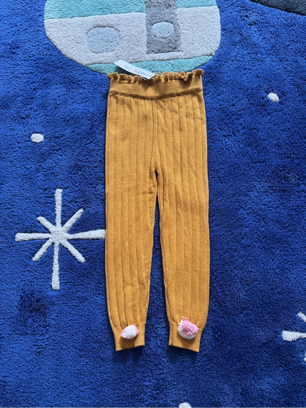 Cartwheels by Charlie Paige Golden Yellow Cable Knit Leggings, Size 3T